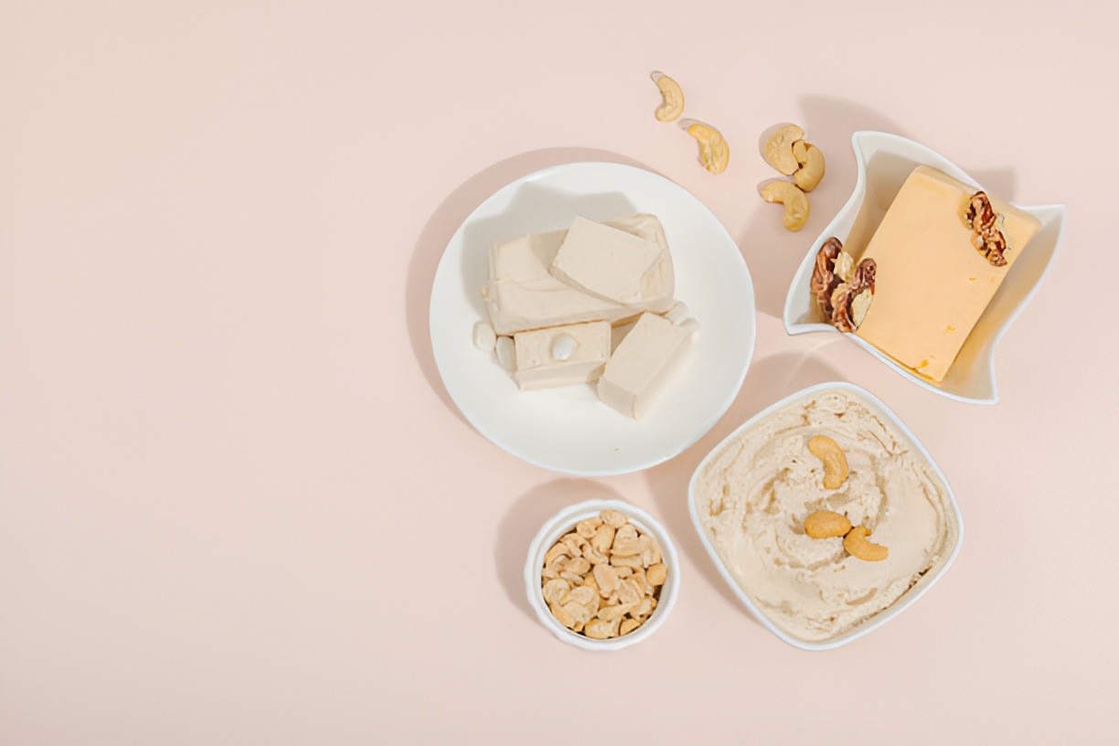 vegan cheese with nuts on top